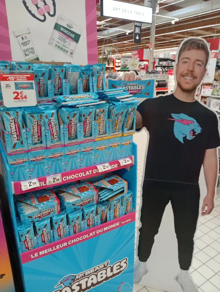feastables mrbeast implantation merchandising carrefour 2025 11